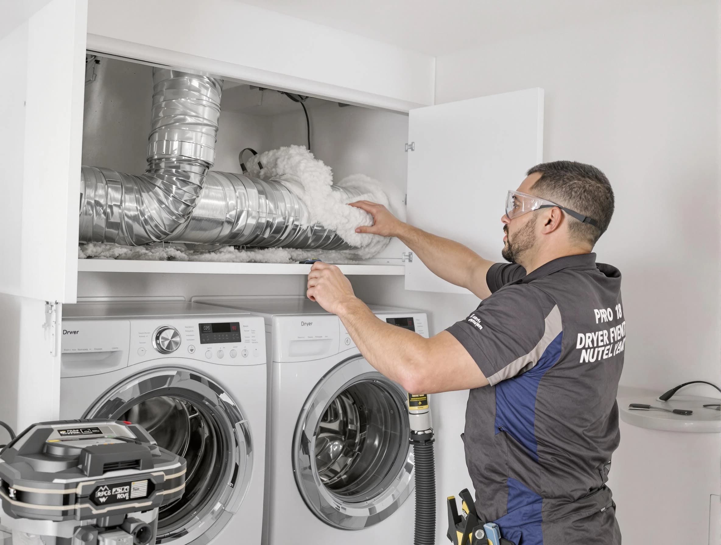 Lincoln Dryer Vent Cleaning certified technician performing specialized gas dryer vent cleaning in Lincoln