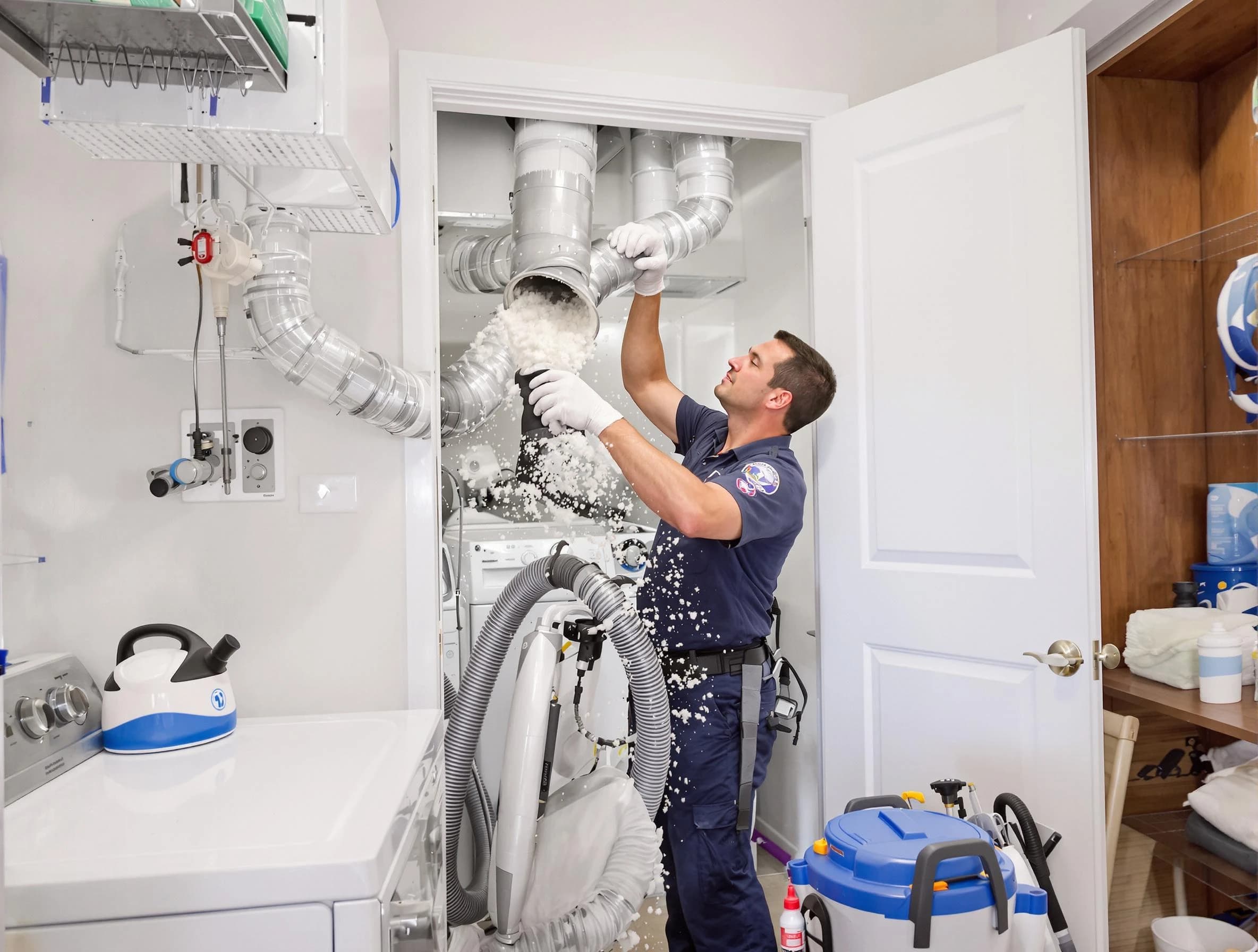 Lincoln Dryer Vent Cleaning technician delivering thorough residential dryer vent cleaning service in Lincoln