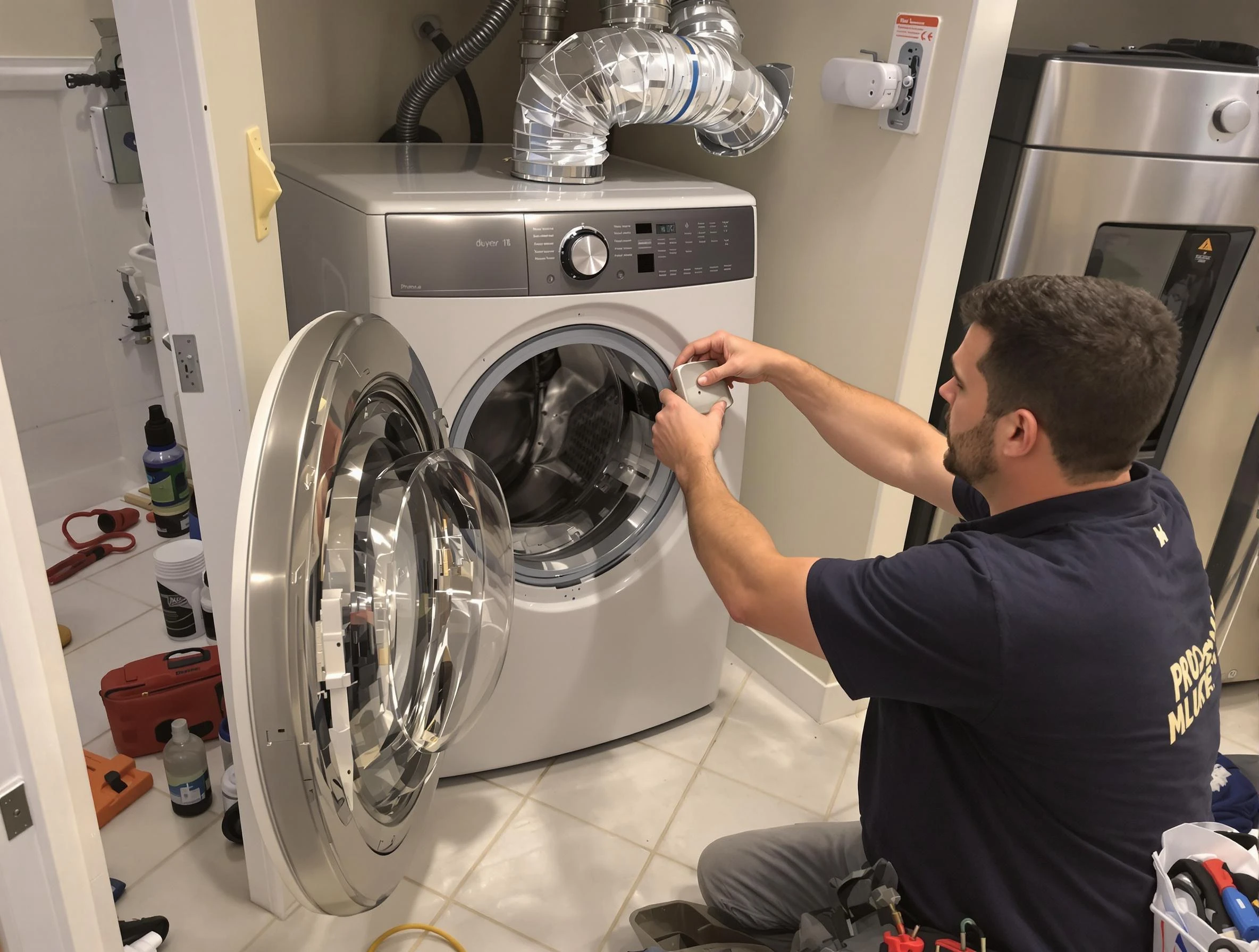 Lincoln Dryer Vent Cleaning technician performing precise dryer vent hose installation in Lincoln